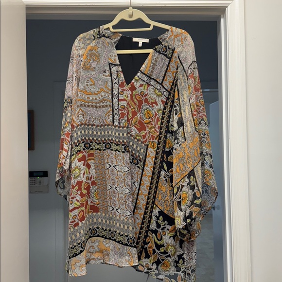 Lavender Brown Dresses & Skirts - Bohemian Patchwork V neck Tunic dress
